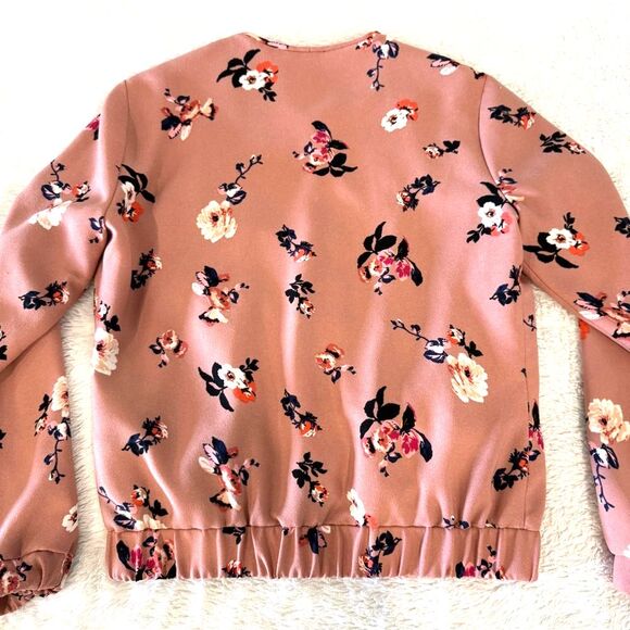 Ivanka Trump Pink Floral Bomber Jacket Silk Lined Vibrant Zip-Up Size 2 - Picture 3 of 9